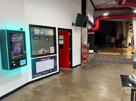 PackPull Pokémon vending machine inside Justagame Fieldhouse near the front entrance